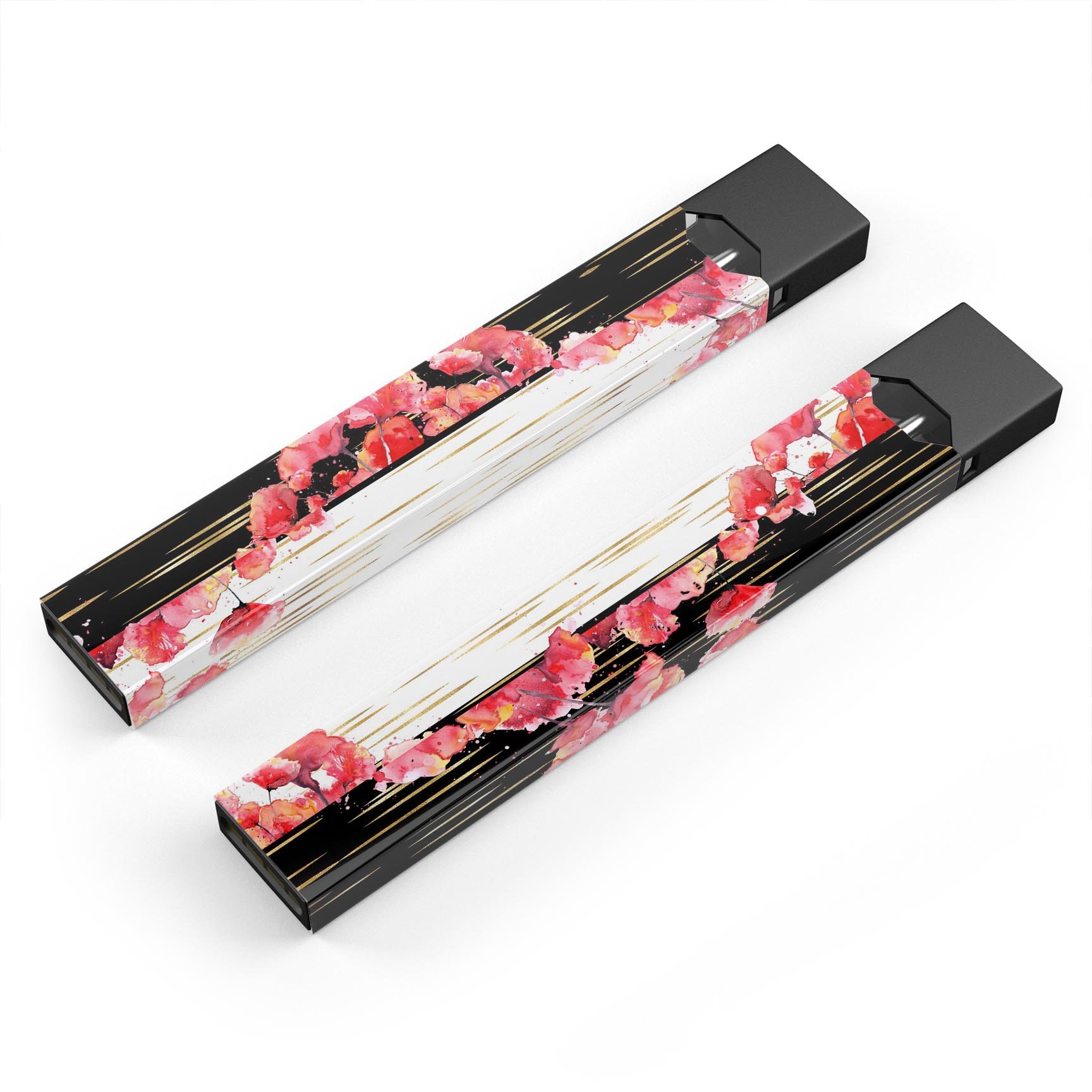 Karamfila Watercolo Poppies V5 skin-wrap for JUUL device featuring vibrant poppy design and protective layers.